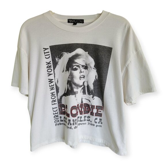 Blondie White Studded Graphic Band Tee, Size S - Picture 1 of 8